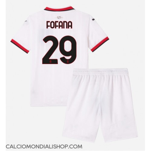 Maglie da calcio AC Milan Youssouf Fofana #29 Seconda Maglia Bambino 2024-25 Manica Corta (+ Pantaloni corti)